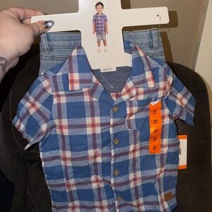 Koala Kids Blue, White & Red Plaid Short-Sleeve Button-Down Shirt